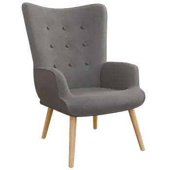 Křeslo Oaza - křeslo, nohy přírodní dřevo, látka šedá