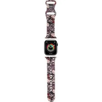 Hodinky Hello Kitty silikonové štítky Graffiti - Řemínek Apple Watch 38/40/41 mm (růžový)