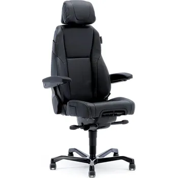 Kancelářská židle RAMSEY, 24 hod., kožený potah, černá