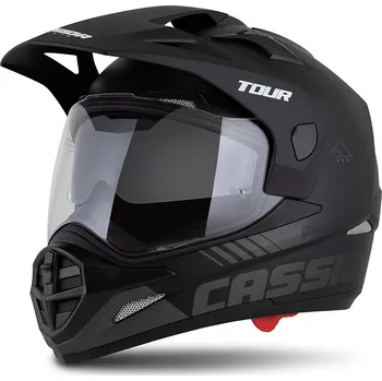 Helma na motorku Přilba Tour 2.0 Dual, CASSIDA (černá matná/šedá, plexi s přípravou pro Pinlock) 2026 (Velikost: S (55 až 56 cm))