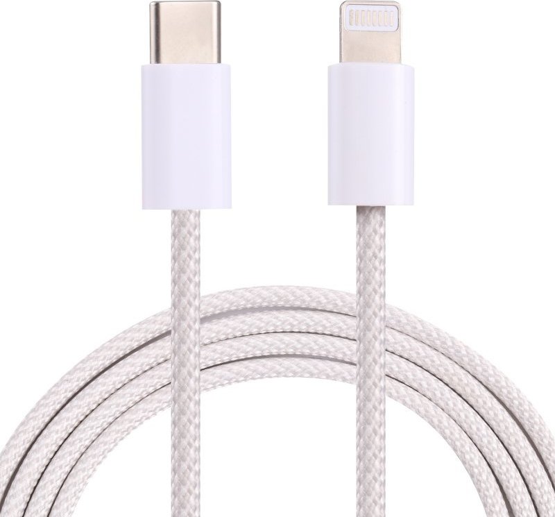 Apple Opletený datový a nabíjecí kabel PD 20W USB-C/Lightning pro iPhone/iPad/iPod/AirPods 1 m bílý