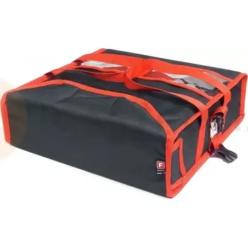 Termobox Taška na pizzu 2 x 40 cm z codury, zapínání na suchý zip, černý s červeným lemováním | FURMIS, T2M