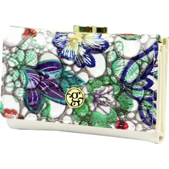 Módní dámská kožená peněženka Gregorio Smill, bílá/květinová