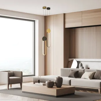 Zambelis Závěsné svítidlo LED 23101, zlatá barva, černý kroužek, hliník zlatá, černá 1 x 13 W LED - Doprava zdarma