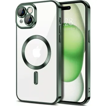 Pouzdro na mobilní telefon Kryt iPhone 15 Plus Techsuit Luxury Crystal MagSafe - tmavě zelený