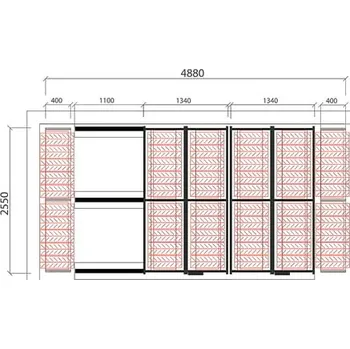 Dílenský regál Posuvné regály na pneumatiky - sestava, cca 12,5 m², 180 pneu, 4880x2550 mm
