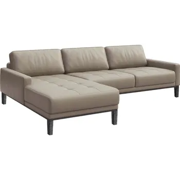 Pohovka Šedá kožená rohová pohovka MESONICA Musso Tufted, levá, 248 cm