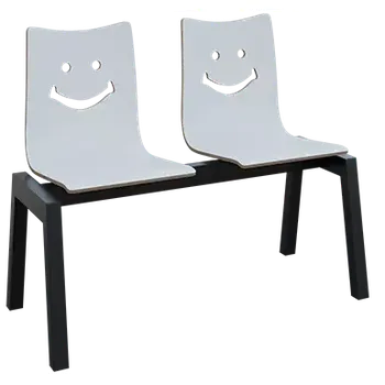 SMILE PLUS 2, dřevěná lavice do čekárny, 2-sedák, bílá, kostra černá