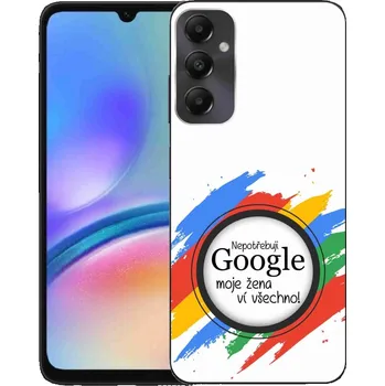 Pouzdro na mobilní telefon Gelový kryt mmCase na Samsung Galaxy A05s - žena ví všechno bílé pozadí