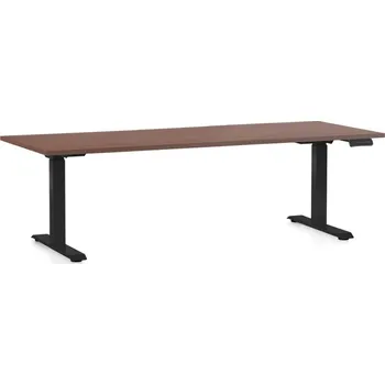 Psací stůl Výškově nastavitelný stůl OfficeTech C, 200 x 80 cm, černá podnož, ořech