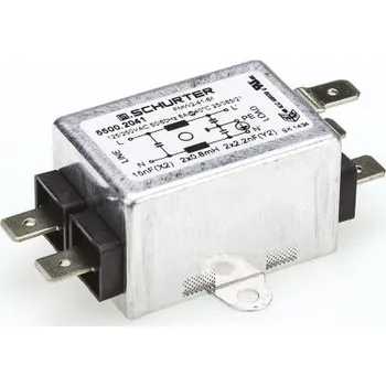 Filtr RFI, řada: FMW2, 2.2nF, 250 V AC, 60Hz, Montáž do panelu 0,8 x 2 mH, Pájecí plíšek, 6A, 0,25 mA, Schurter, Single