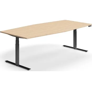 Jednací stůl Jednací stůl QBUS, výškově nastavitelný, ve tvaru sudu, 2400x1200 mm, černá podnož, dub