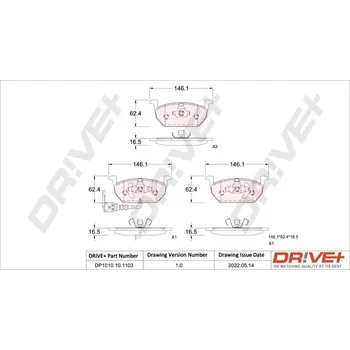 Brzdová destička Sada brzdových destiček, vždy 4 kusy v sadě Dr!ve+ DP1010.10.1103