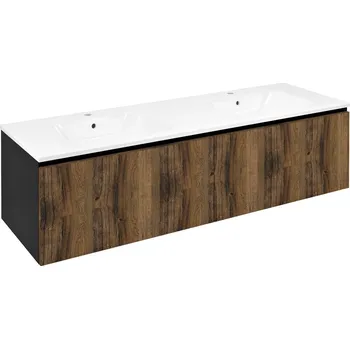 Umyvadlo Sapho LOREA skříňka 160x46x51,5cm (80+80cm), dub collingwood/černá mat