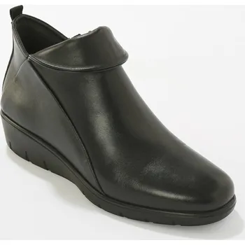 Dámské kozačky Kotníkové kožené kozačky na klínové podrážce černá 36