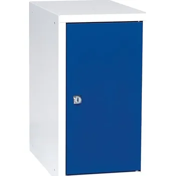 Šatní skříň Box na osobní věci CUBE, uzamykatelný, 450x250x400 mm, bílá/modré dveře