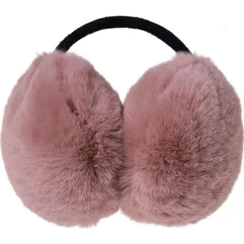 Čepice Plyšové starorůžové klapky na uši na tenké čelence