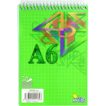 Sešit Blok spirálový A6 70 listů čtverečkovaný &nbsp;Notes