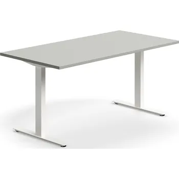 Psací stůl Psací stůl QBUS, T-nohy, 1600x800 mm, bílá podnož, světle šedá