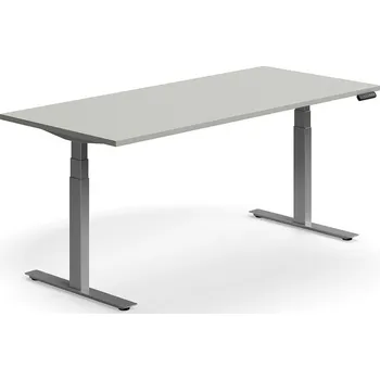 Psací stůl Výškově nastavitelný stůl QBUS, 1800x800 mm, stříbrná podnož, světle šedá