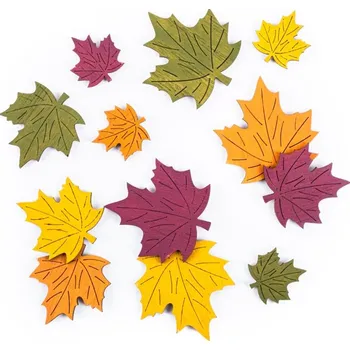 DP Craft Javorové listy dřevěné barevné lepící 12ks