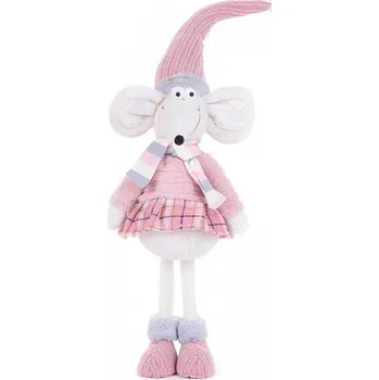 Myš Vánoce Postavička MagicHome myš růžová, látková, 19x17x59cm