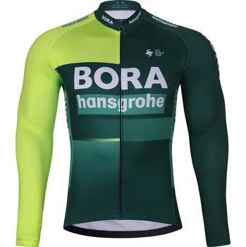 cyklistický dres BONAVELO Cyklistický dres s dlouhým rukávem zimní - BORA 2024 WINTER - zelená XL