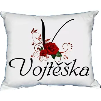 Dekorativní polštářek Polštář se jménem VOJTĚŠKA Červený (polštářek dámské jméno )