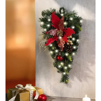 Vánoční dekorace Die moderne Hausfrau LED nástěnná dekorace Vánoční srdce 633111 45 cm zlatá