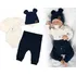 Kojenecká souprava Baby Nellys Little Bear zavinovací body s dlouhým rukávem + tepláčky + čepička granát/smetana