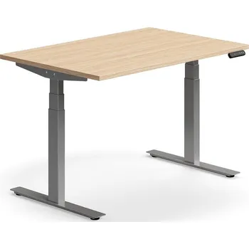 Psací stůl Výškově nastavitelný stůl QBUS, 1200x800 mm, stříbrná podnož, dub