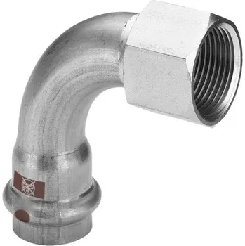 Stavebniny Viega TEMPONOX 1714.5 oblouk 90°, 18x1/2", přechodový, s vnitřním závitem, lisovací, topení/vzduch, nerez ocel