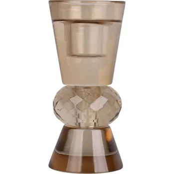 Svícen Svícen Crystal Art duo cone pískově hnědý 12cm Present Time (Barva-pískově hnědá, sklo)