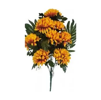 umělá květina Chryzantéma kytice smuteční žlutohnědá H220/žl.hn.
