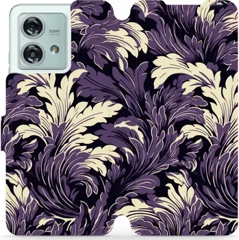 Pouzdro na mobilní telefon Flipové pouzdro Mobiwear - Motorola Edge 40 Neo - VA46S Fialové rostliny (Knížkové flip pouzdro, obal, kryt na mobil Motorola Edge 40 Neo - VA46S Fialové rostliny, materiál Umělá kůže + TPU - ochrana 360°, stojánek, silikonová vanička, magnetické zavírání