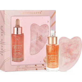 Pleťové sérum Crystallove - Rose quartz crystalized set: serum + gua sha Sady péče o obličej unisex