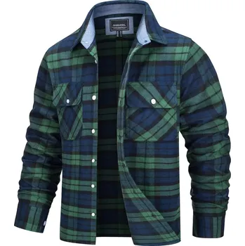 Pánská softshellová bunda Pánská kostkovaná košile Flannel vícebarevná Barva: Zelená, Velikost: XL