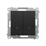Simon 55 TW6/2L2.01/X/149 Přepínač střídavý 2 násobný (přístroj s krytem), bez piktorgramu, s orientačním LED podsvětlením, řazení 6So+6So, 10 A / 250 V~, bezšroubové svorky černá matná