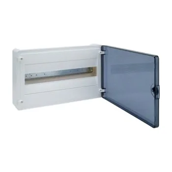 Rozvaděč Hager VS118TS Rozvodnice nástěnná golf, IP40, 1-řadá, 18 mod., transparentní dvířka, bezšr. svorky