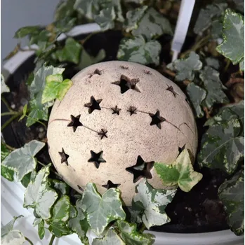Zahradní dekorace Keramická koule na svíčku s hvězdami a kometami (15 cm), zahradní dekorace