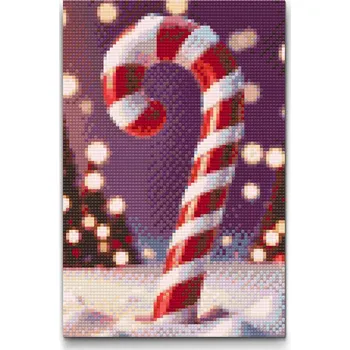 Diamantové malování Vymalujsisam Vánoční hůlka 20x30cm Pouze srolované plátno