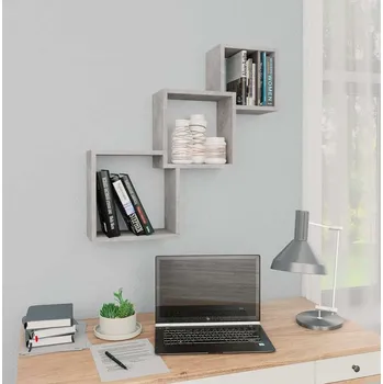 police vidaXL Nástěnné police kostka 68x15x68 cm dřevotříska [800276] Barva: Betonová šedá