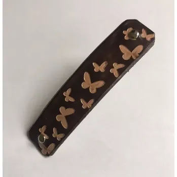 Kožená spona do vlasů - Motýlí roj (MOŽNOST VÍCE BAREVNÝCH VARIANT / Leather hair clip Butterfly swarm )