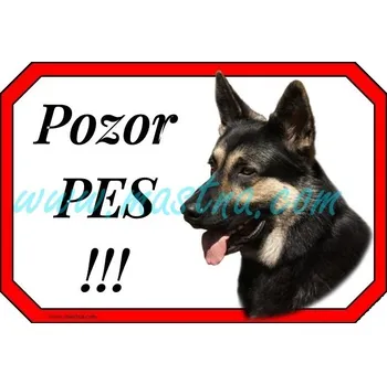 Cedulka německý ovčák, východoevropský, german shepherd pozor - Bez samolepicí vrstvy