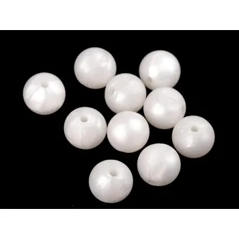 Dětské navlékací korálky Silikonové korálky Ø12 mm 10 ks - 1 bílá mléčná perleťová