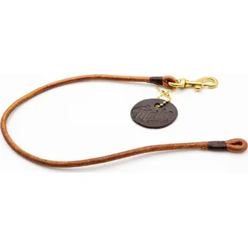 Vodítko pro psa Morko Výstavní vodítko bez poutka, kulatá hnědá kůže 5 mm, karabina mosaz cm: 40