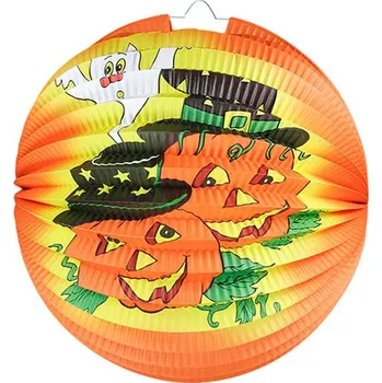 Party dekorace Lampion Halloween koule 25 cm, oranžová