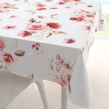 ubrus Teflonový čtvercový ubrus TF-023 Červené růže na bílém 40x40 cm