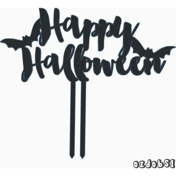 Happy Halloween - plastový zápich - Tmavě zlatá