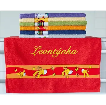 Ručník Ručník se jménem NA PŘÁNÍ 50x100 Žirafy červené